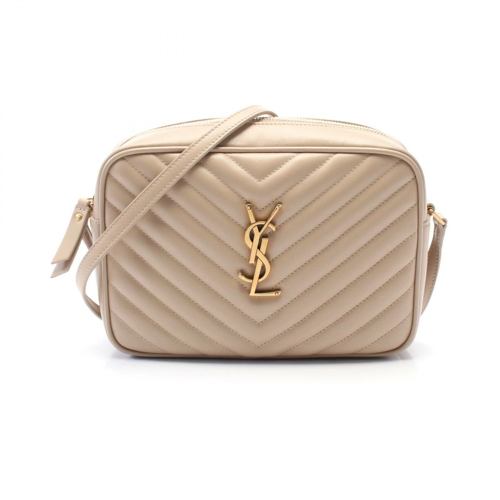 Saint Laurent LOU Monogram Camera Bag Shoulder Leather Beige
